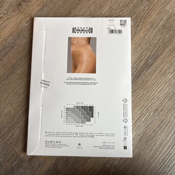 Wolford Satin Touch 20 Tights Shimmering Cosmetic Extra Wide Waistband NWT S/M - Picture 2 of 4